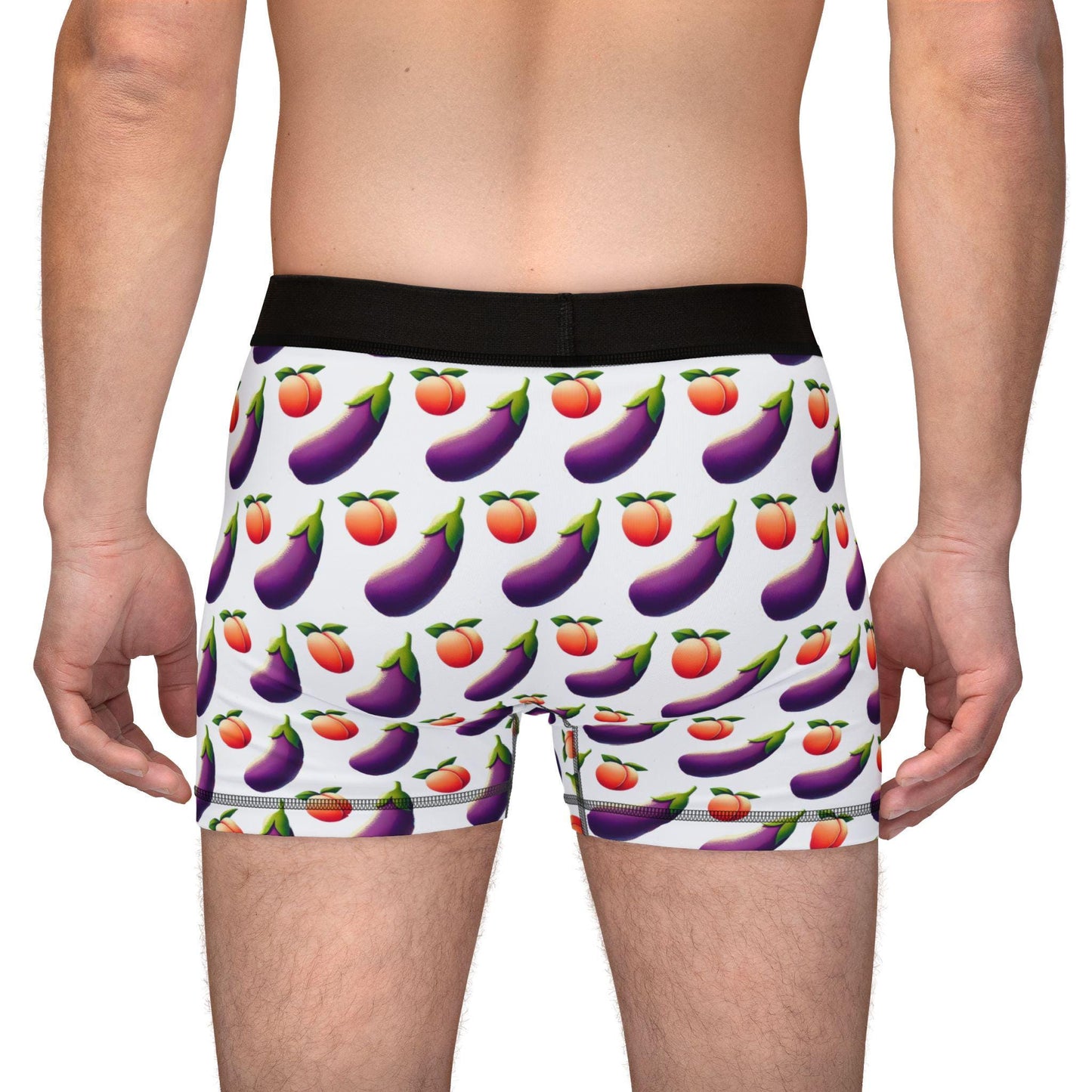 Men's Boxers, Funny Peach & Eggplant Emojis Design, Spicy Underwear For Men, Sexy Soft Boxer Briefs, Boyfriend Or Husband Birthday Gift