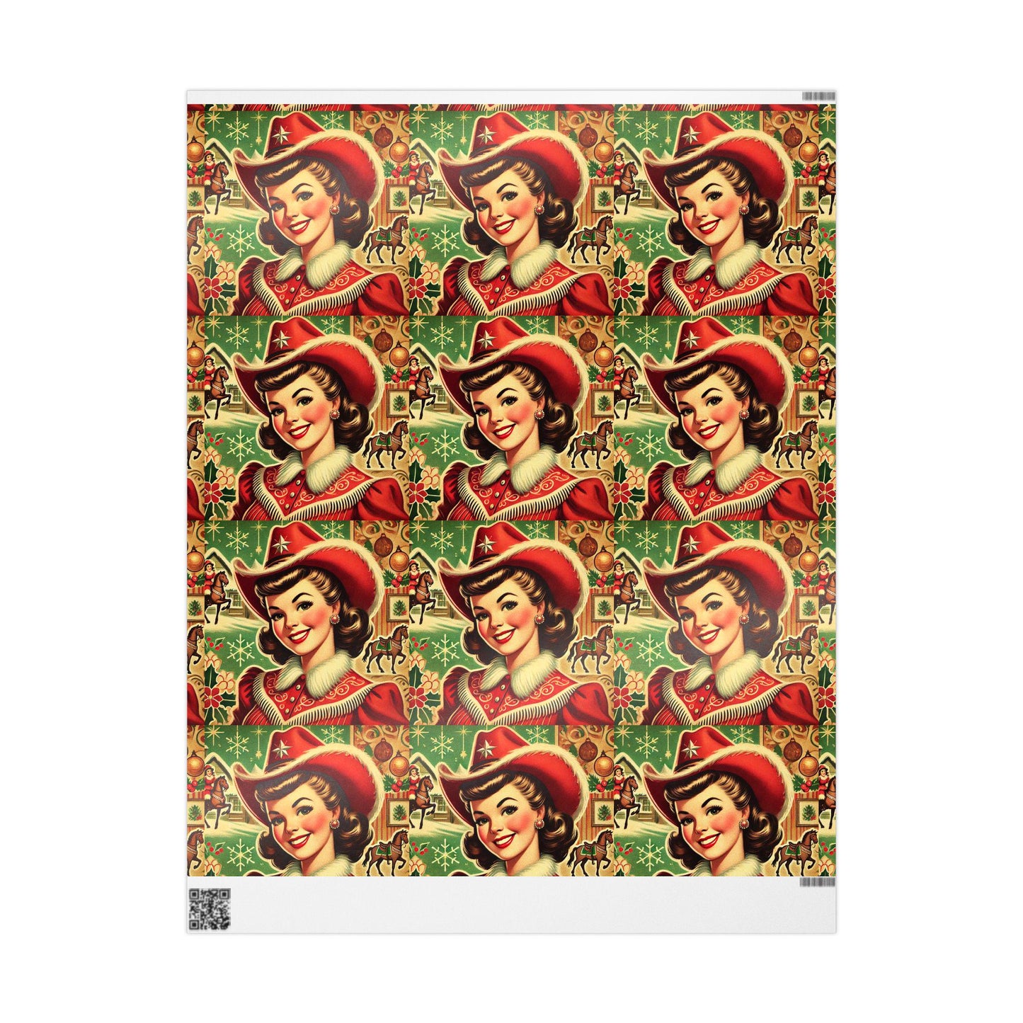 Cowgirl Mrs. Claus Wrapping Paper, Fun Gift Wrap for Christmas Presents, Country Holidays