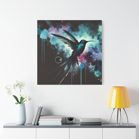 Copy of Modern Canvas Print, Abstract Watercolor NightBird 1 Hummingbird Portrait, Stylish Housewarming Gift, Matte Canvas Art, Chic Decor