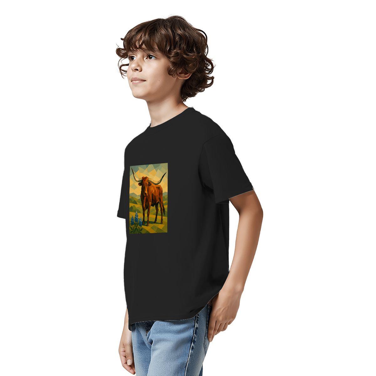 Kids Tee, Fun Texas Longhorn Youth T-Shirt, Unique Birthday Gift, Casual Vacation Wear, Original Art Tee, Kid's Fashion, Back To School