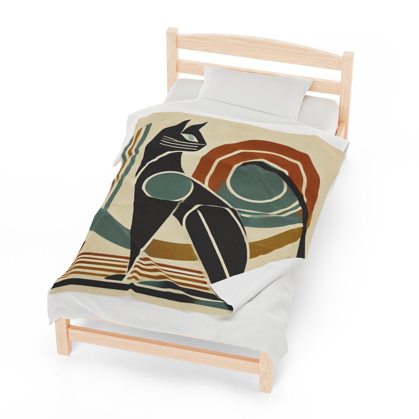 Velveteen Plush Blanket - Cat Design, Mid-Century Modern Vibe, Housewarming Gift, Fleece Throw, Warm Bedding, Cozy Home Decor, Cat Lover