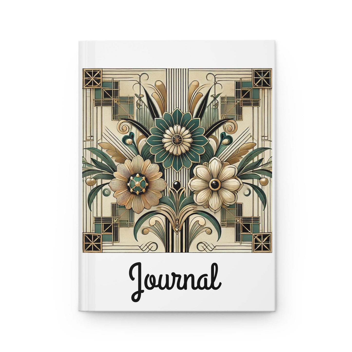Floral Journal Hardcover - Vintage Art Deco Design - Book Lovers Gift, Retro Diary, Nature Journal, Literature Notebook