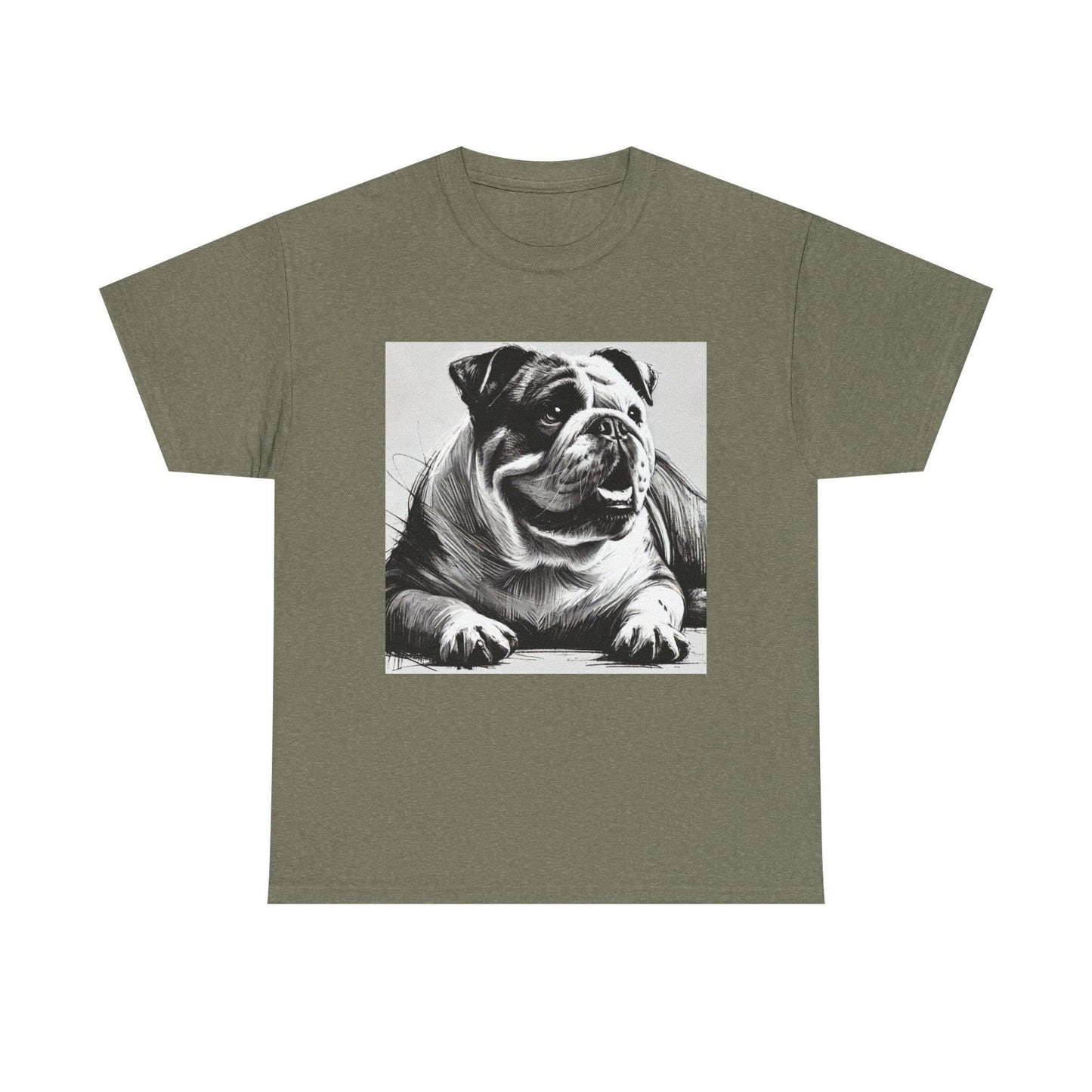 Dog Tee, Bulldog Modern Charcoal Sketch Design, Unisex LGBT Bulldog Dog Lover Gift, Gay Graphic Top, Unisex Heavy Cotton T-shirt, 7 Colors
