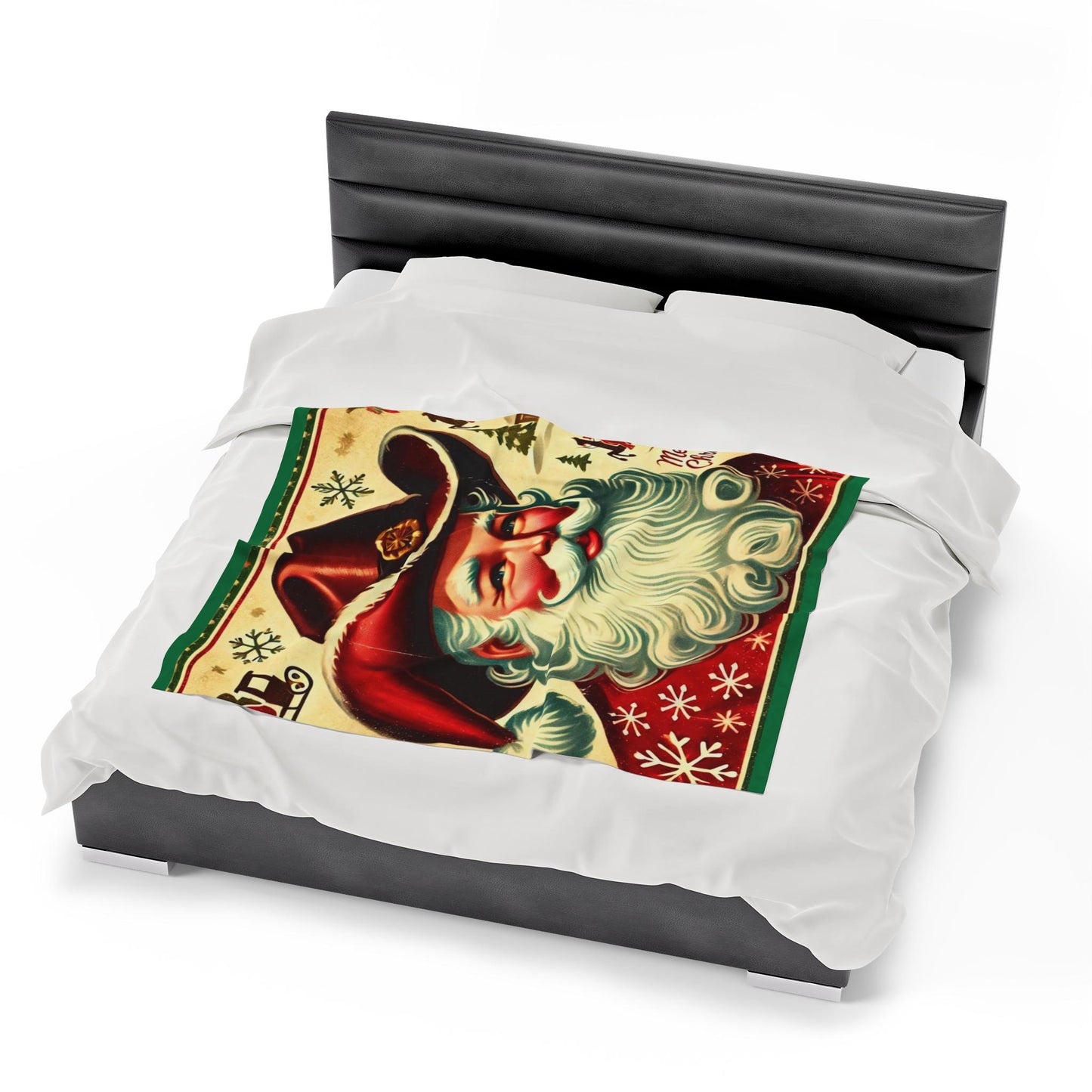 Plush Blanket, Cowboy Santa Claus Design, Fleece Throw, Housewarming Gift, Holiday Home Decor, Rustic Country Christmas Theme, Warm Bedding