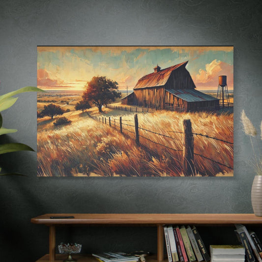 Original Texas Hill Country Barn Canvas Print, Matte Stretched Art, 7 Sizes Available, Wall Decor, Landscape Painting, Home Office Decor