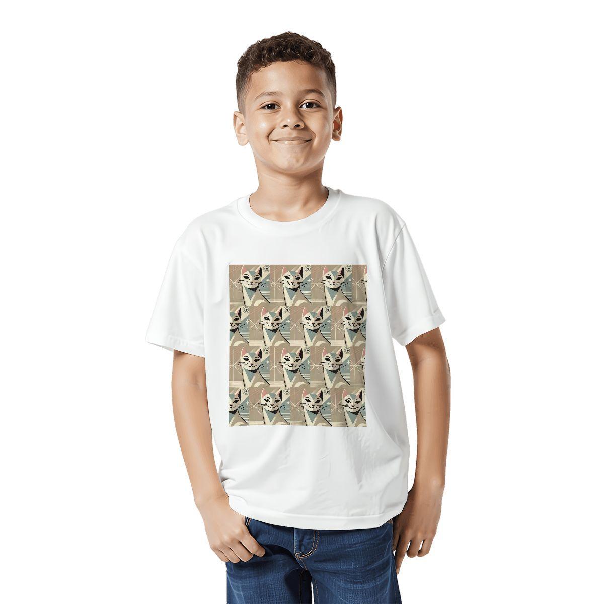 Kids Cat Tee, Fun Youth T-Shirt, Unique Birthday Gift, Casual Vacation Wear, Original Art Tee, Kid's Fashion, Playful Pink, Back To School