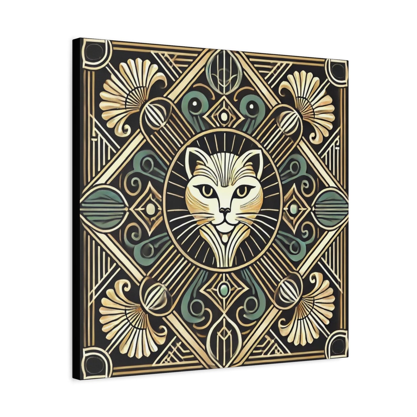 Cat Canvas Print, Art Deco Design - Wall Art, Home Decor, Cat Art Lover Gift, Nature Inspired Print, Chic Wall Decor