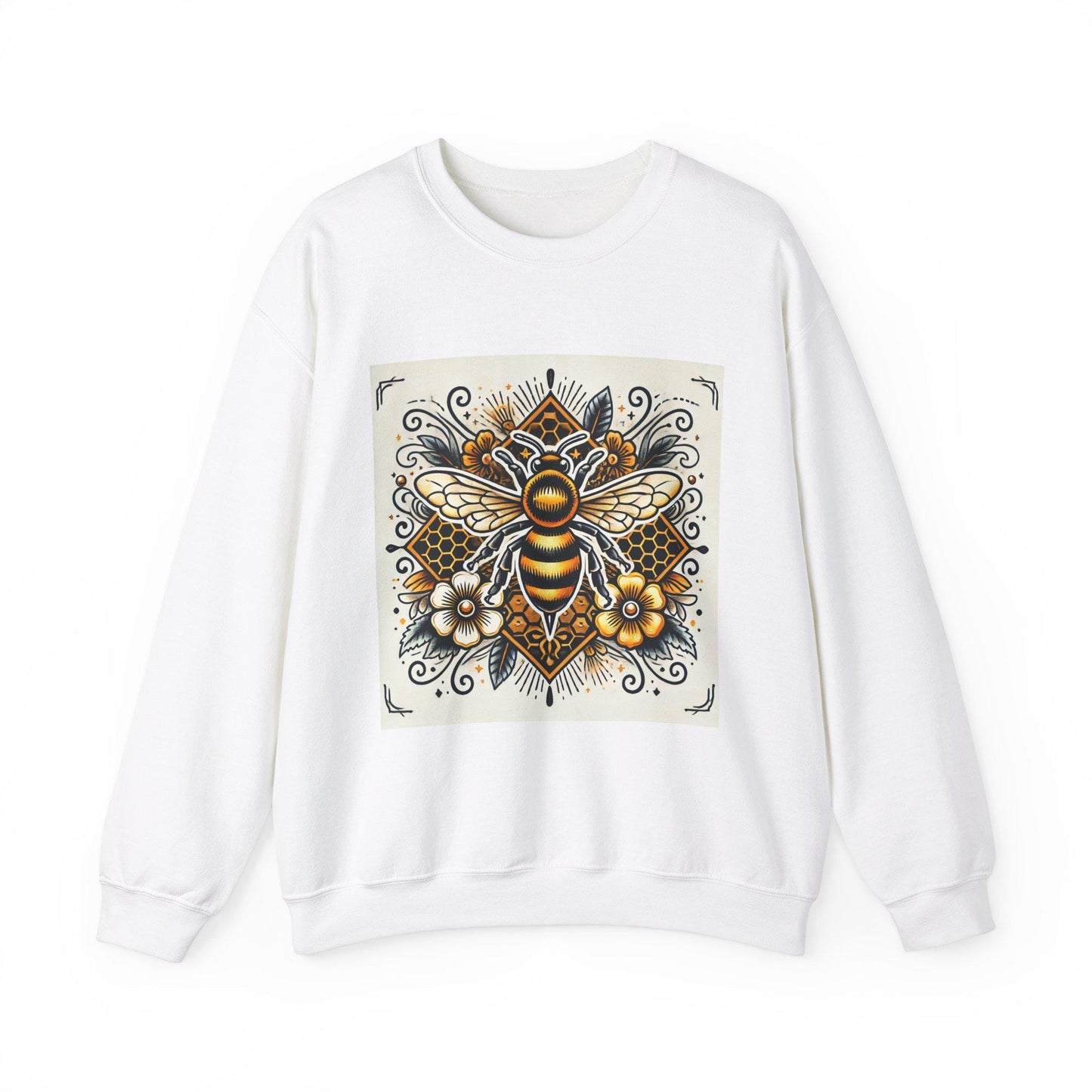 Honey Bee Sweatshirt, Vintage Tattoo Design, Unisex Crewneck Jumper, Bee Pullover, Gift for Animal Lover, Retro Style, Beekeeper