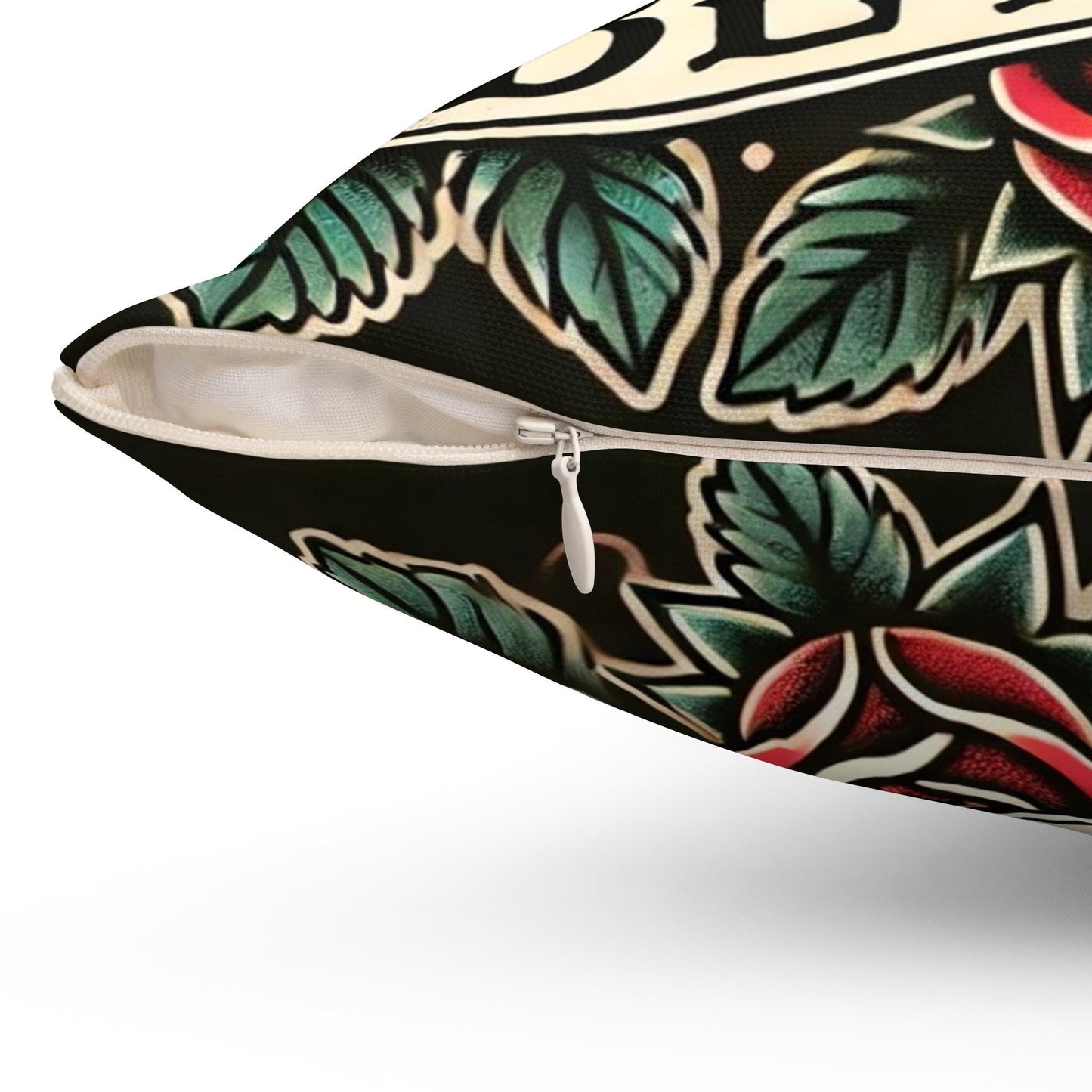 Square Pillow, Vintage Tattoo BE KIND Design, Retro Charm, Housewarming Gift, Spun Polyester Cushion Cover, Tattoo Lover, Soft Throw Pillow