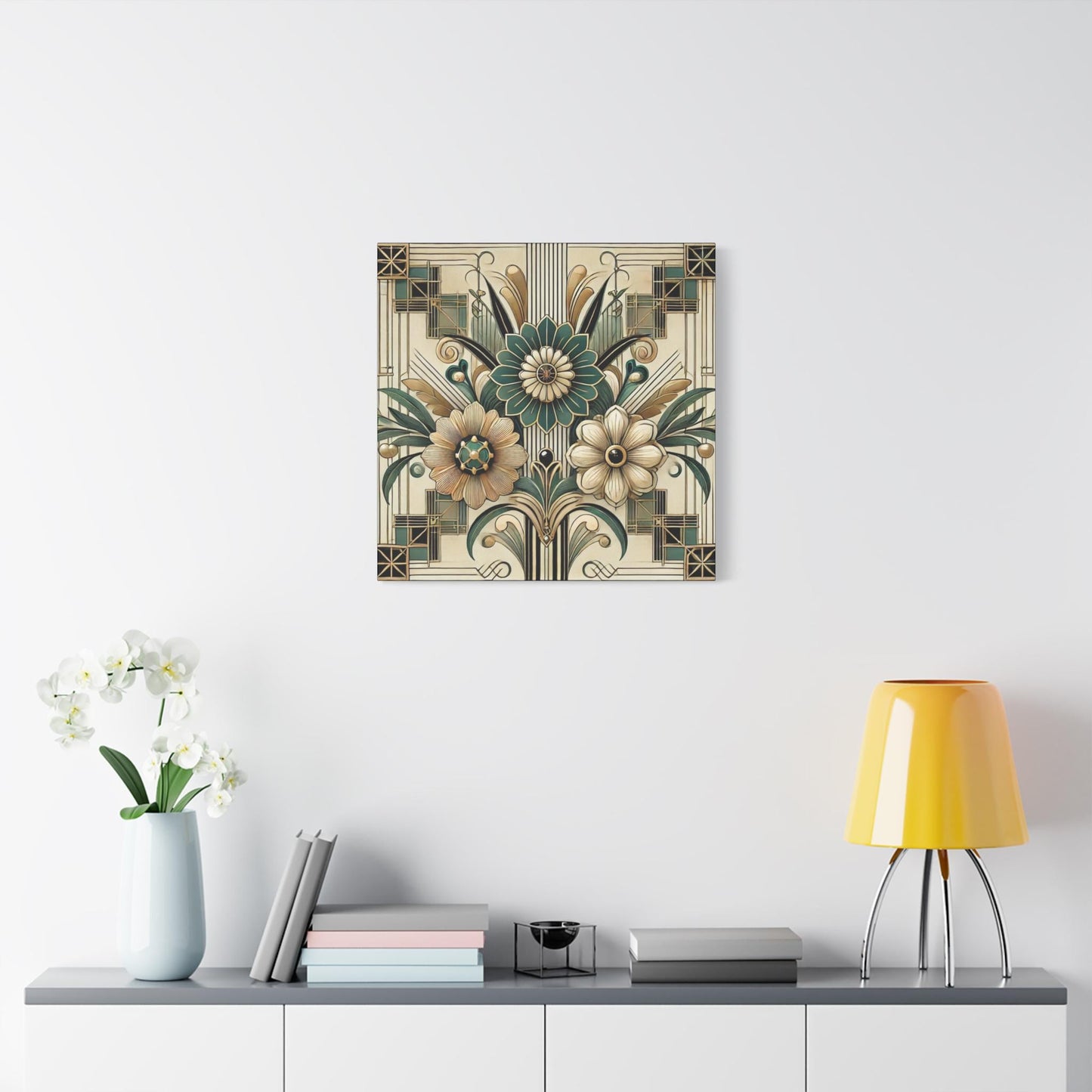 Floral Canvas Print, Art Deco Design - Wall Art, Home Decor, Nature Art Lover Gift, Nature Inspired Print, Boho Wall Decor