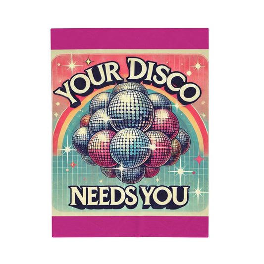 Velveteen Blanket, Your Disco Needs You Vintage Pop Art Design, Plush Throw for LGBT Humans and Pets, Gay Decor, LGBT Pride Plush Throw