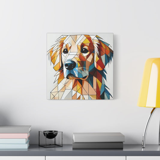 Golden Retriever Matte Canvas Print, Modern Cubist Design, Dog Wall Art, Modern Chic Decor, Unique Housewarming Gift, Golden Dog Lover