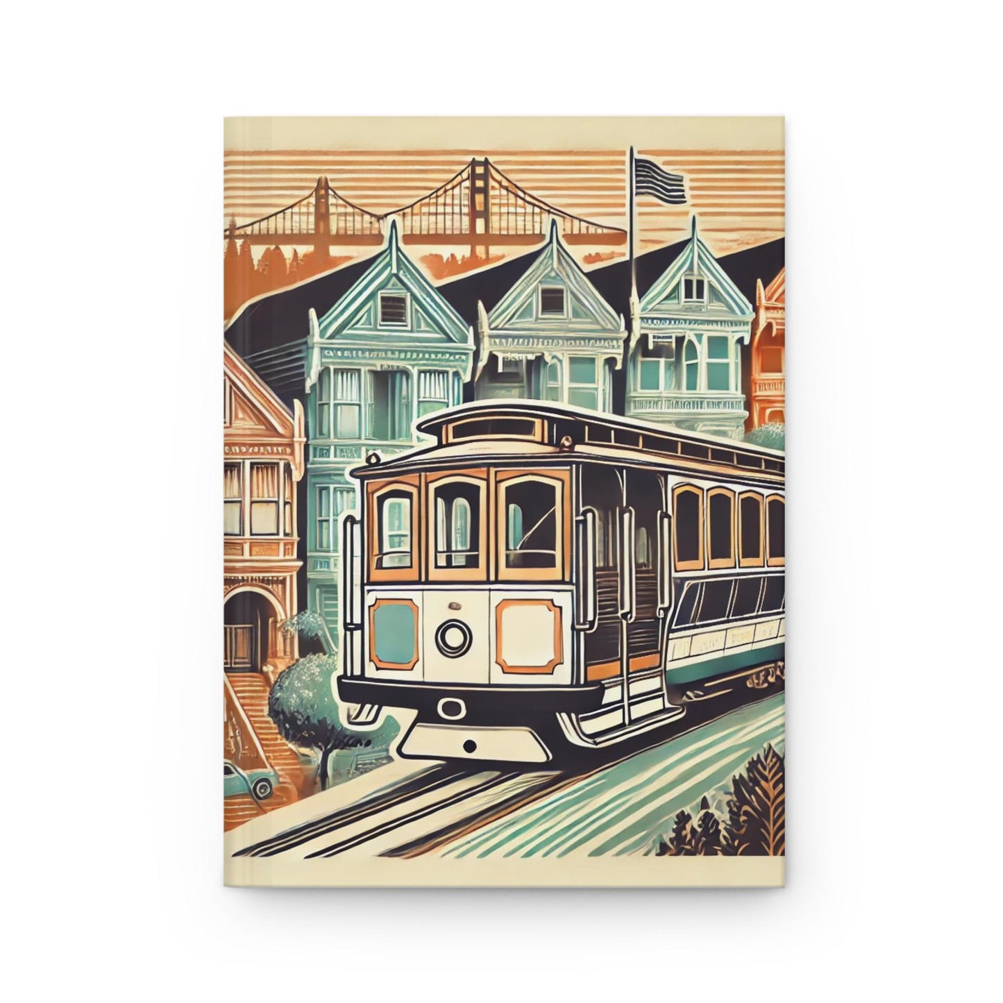 Journal San Francisco Hardcover, Vintage Charm Notebook, Books Lovers Gift, Retro Diary, Trolley Car Journal, Literature Enthusiast