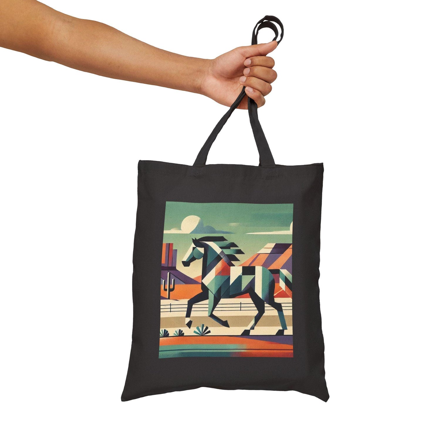 Canvas Tote Bag, Modern Southwestern Horse Design, LGBT Eco-Friendly Bag, Queer Book Lover Gift, Reusable Grocery Shopping, Gay Gift