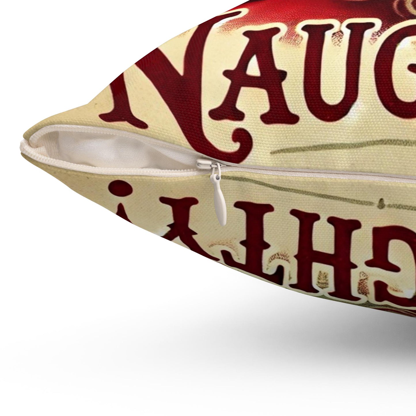 Christmas Throw Pillow Naughty Santa (14"x14" Square), Holiday Home Decor, Funny Christmas Gifts