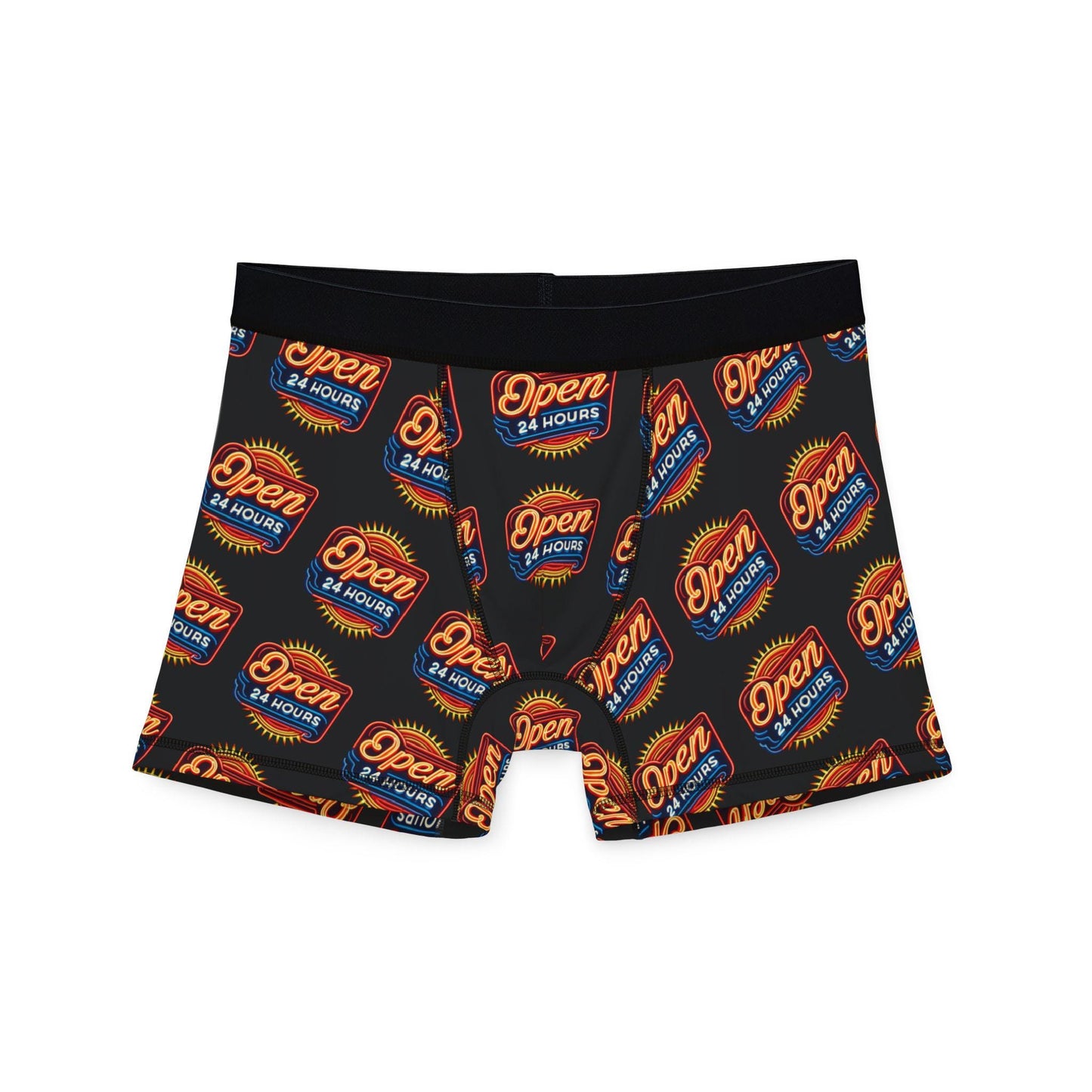 Men's Boxers, Funny Open 24 Hours Vintage Neon Sign Design, Spicy Gift for Gay Men, LGBT Pride Accessory, Sexy Soft Boxer Brief