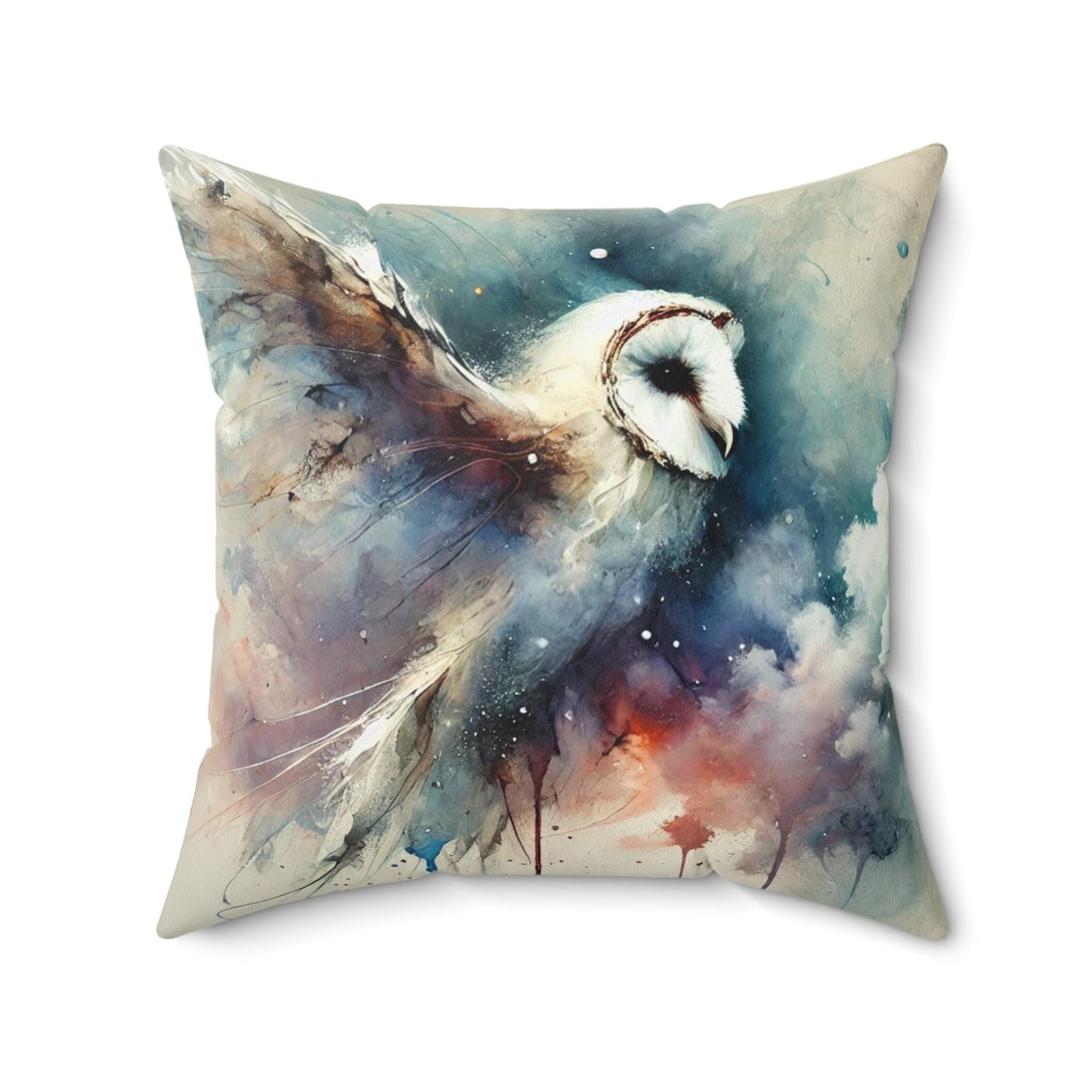 Pillow Modern Abstract Watercolor BrightOwl 1 Design, Posh Housewarming Gift, Owl Soft Throw Pillow, Ethereal Upscale Wall & Office Decor