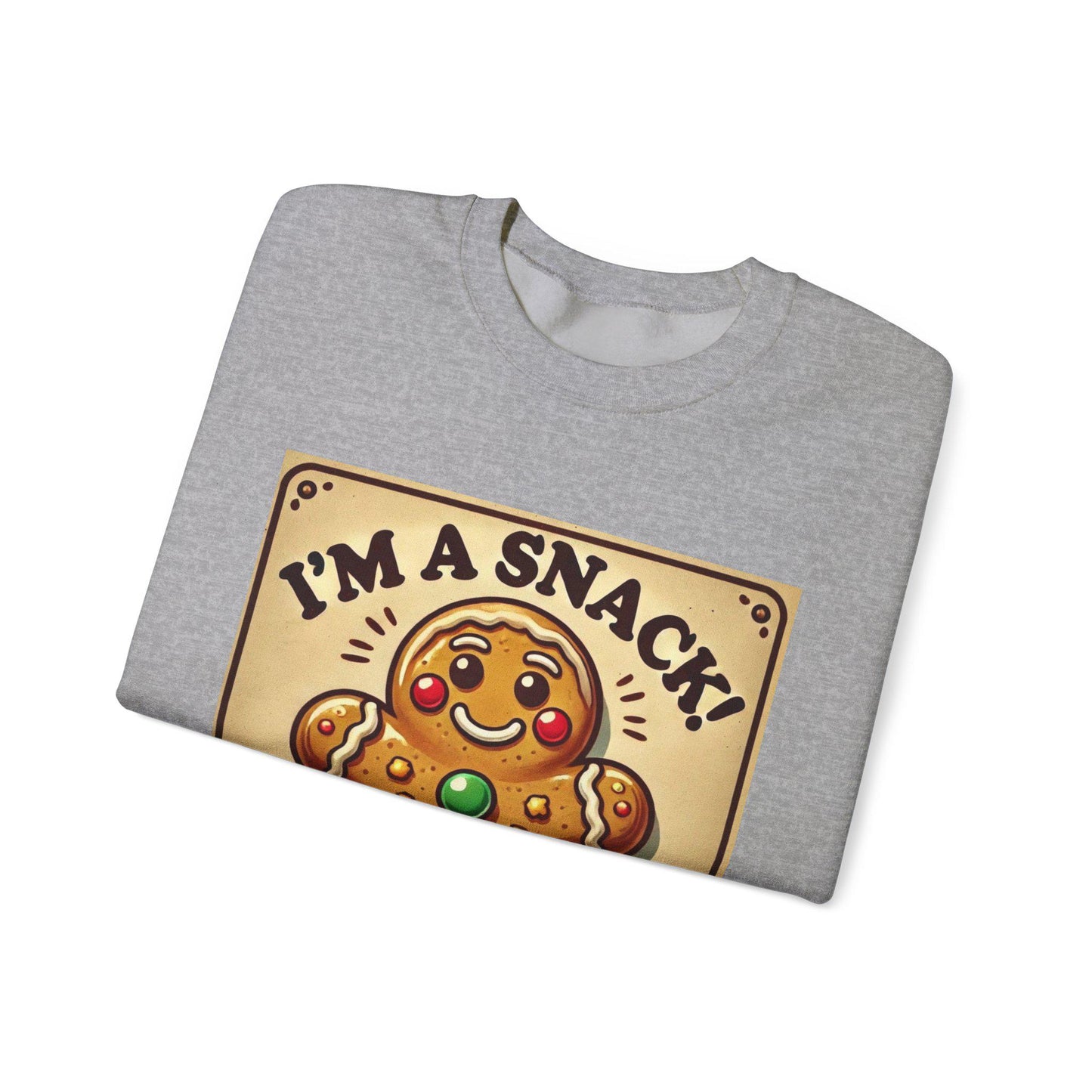 Funny Christmas Unisex Heavy Blend™ Sweatshirt, I'm a Snack Gingerbread Man, Fun Gift for Wife or Girlfriend