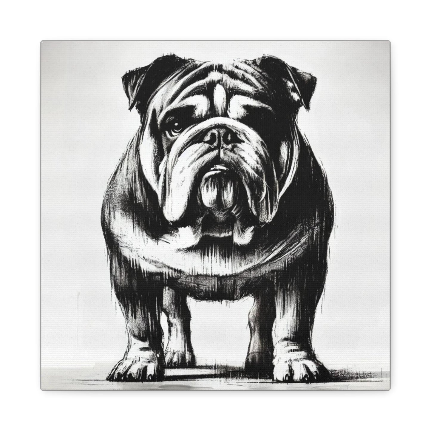 Bulldog Matte Canvas Print, Classic Charcoal Sketch Design, Dog Wall Art, Modern Queer Decor, LGBT Housewarming Gift, Gay Bulldog Dog Lover