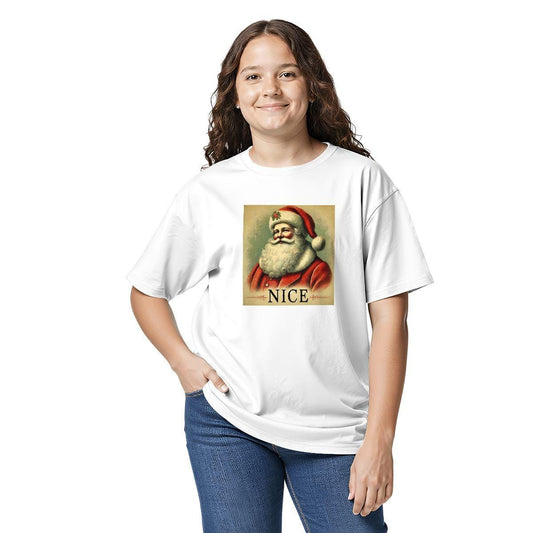 Kids Tee, Fun 'NICE' Youth T-Shirt, Unique Christmas Gift, Casual Vacation Wear, Original Tee, Kid's Fashion, Santa Claus Stocking Stuffer