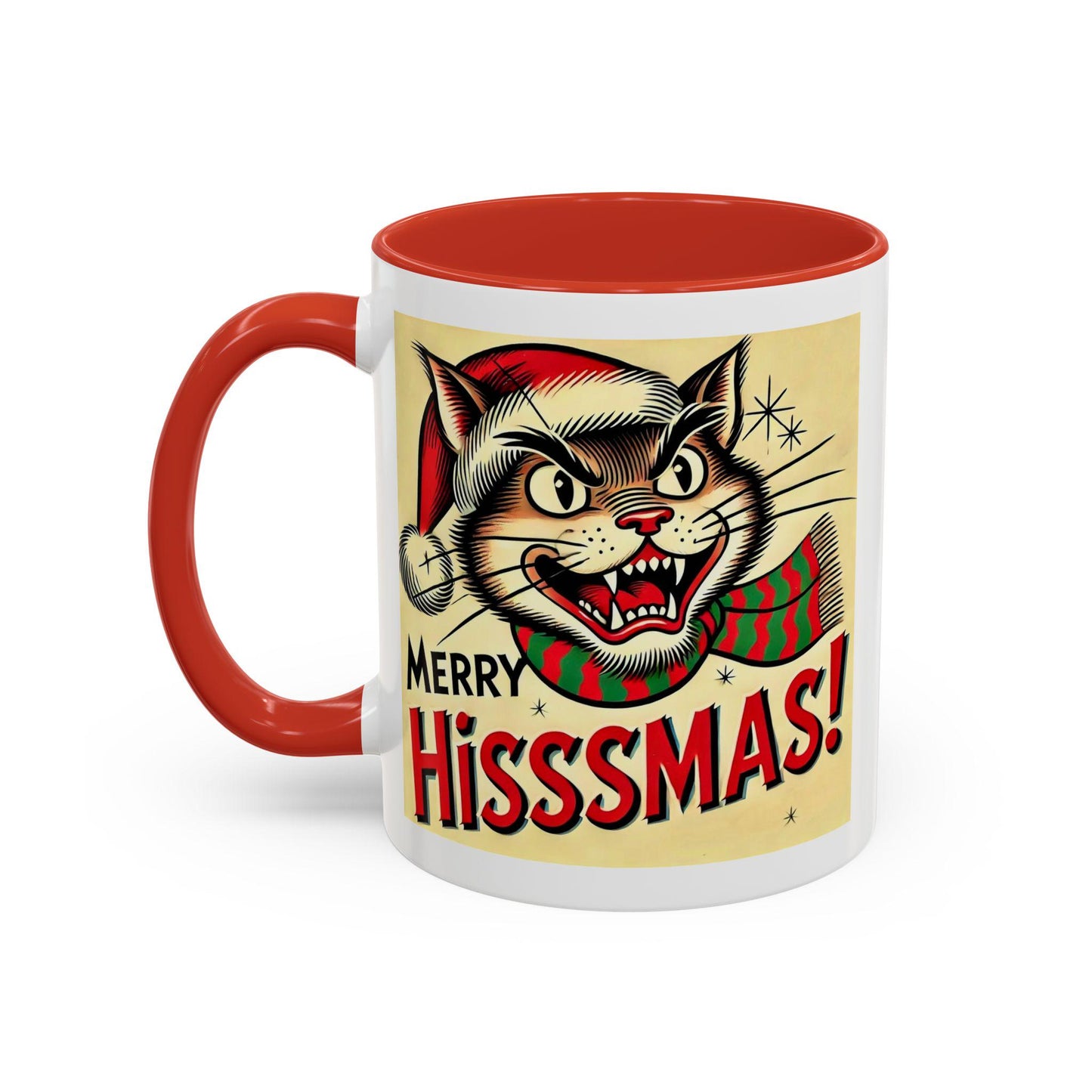 Holiday Cat Coffee Mug (11oz), Merry Hisssmas! Gift for Cat Lover, Cat Parent Gift, Coffee Lover