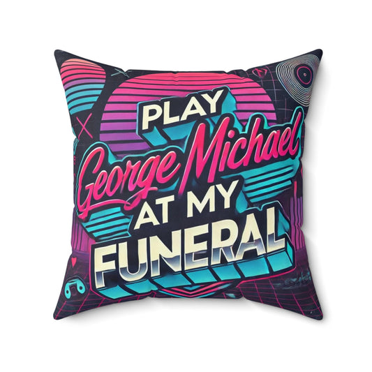 Square Pillow 1980s George Michael Design, Unique Housewarming Gift Retro Charm, Soft Throw Pillow, Fun Home Decor, Pop Music Lover Gift