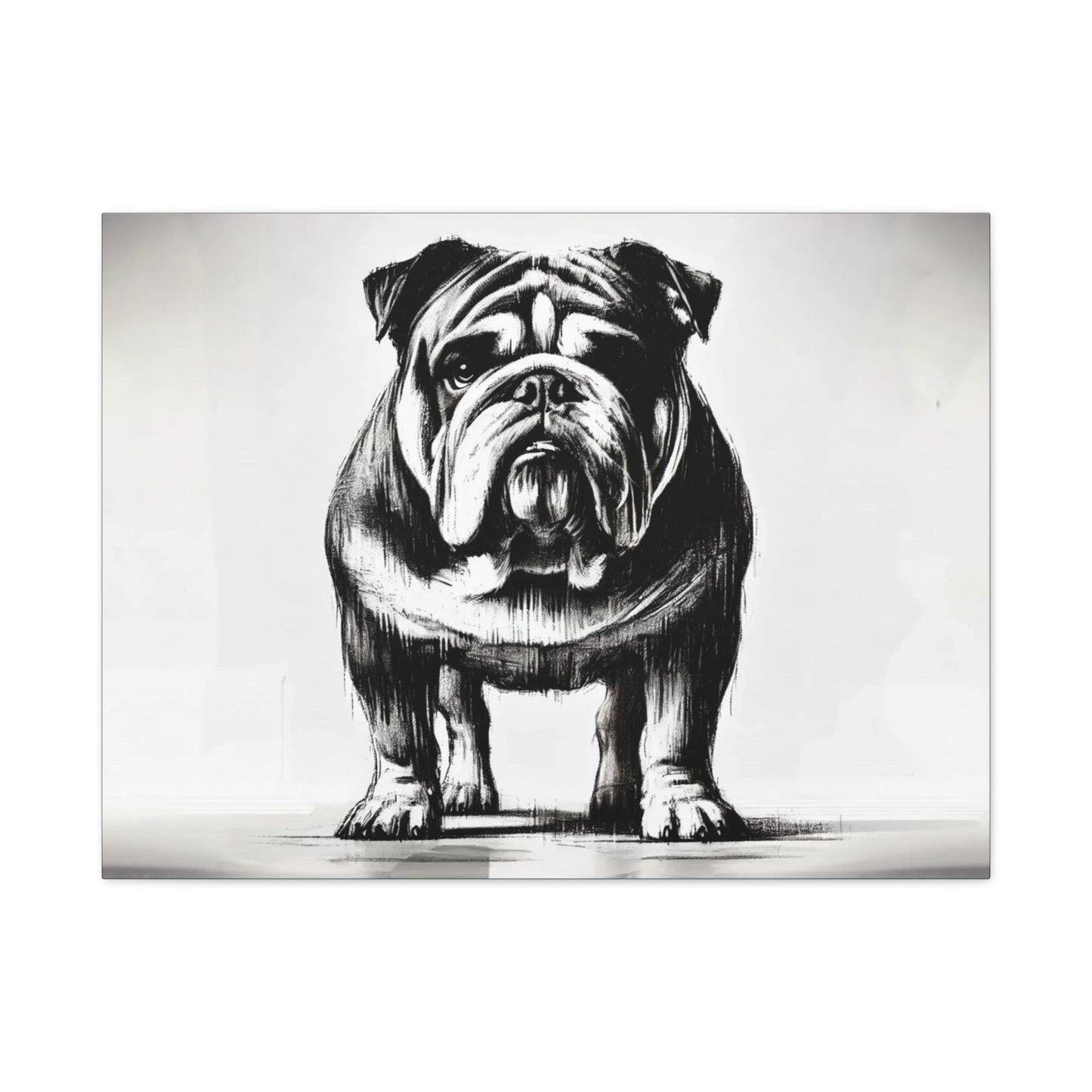 Bulldog Canvas, Original Charcoal Sketch Wall Art Home Decor, Matte Stretched Print, LGBT Housewarming Gift, Gay Bulldog Dog Lover