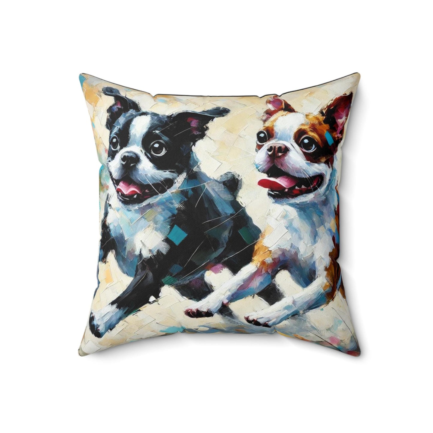 Pillow Boston Terrier Impressionis Design, Unique Housewarming Gift, Modern Art Charm, Soft Throw Pillow, Chic Home Decor, Dog Lover Gift