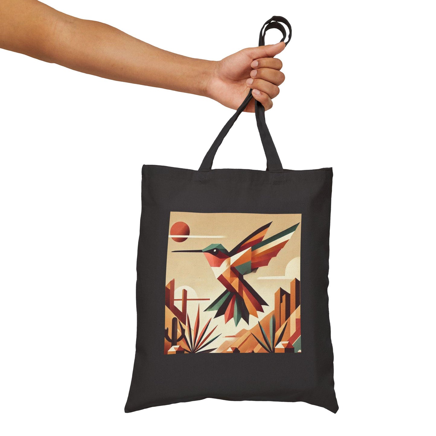 Canvas Tote Bag, Modern Southwestern Hummingbird Design, Eco-Friendly Bag, Book Lovers Gift, Reusable Shopping Bag, Birthday Gift