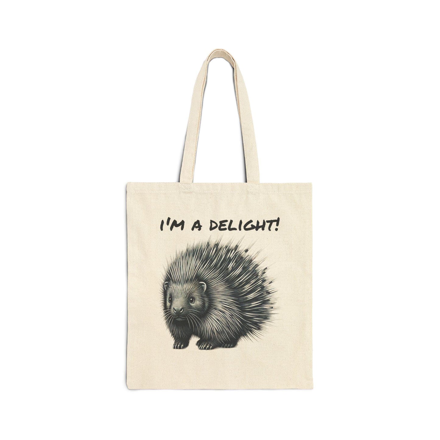 Canvas Tote Bag, Funny Porcupine Design, Eco-Friendly Bag, Book Lovers Gift, Reusable Grocery Shopping, Nature Lover Reusable Bag
