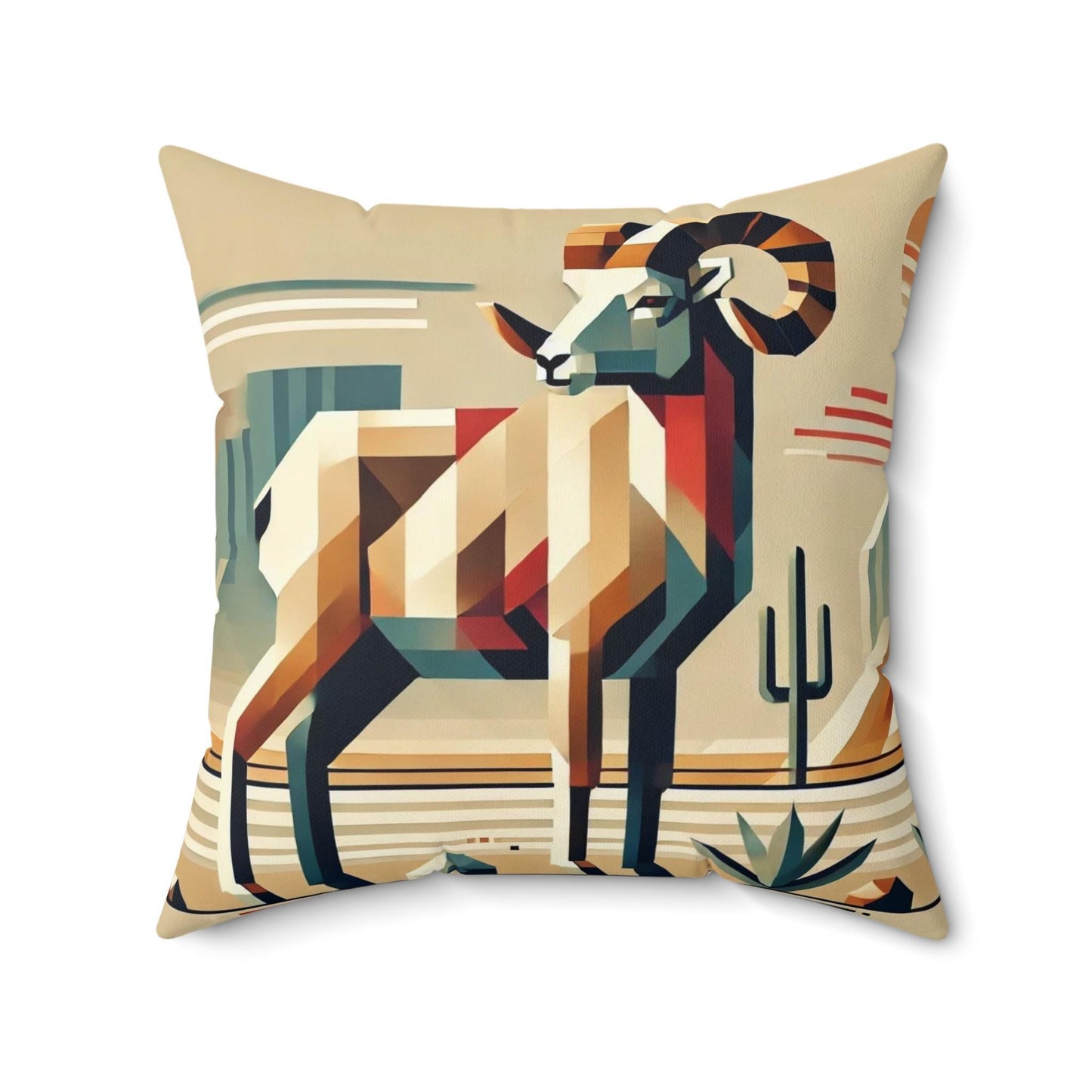 Pillow Modern Southwestern Bighorn Sheep Design, Unique Housewarming Gift, Retro Charm, Soft Throw Pillow, Home & Office Decor, Accent Gift