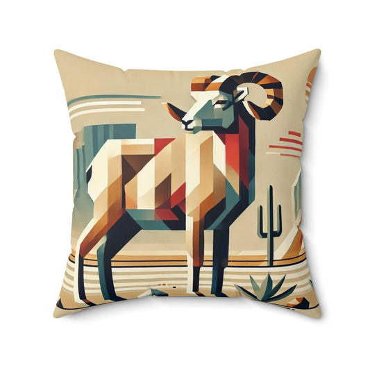 Pillow Modern Southwestern Bighorn Sheep Design, Unique Housewarming Gift, Retro Charm, Soft Throw Pillow, Home & Office Decor, Accent Gift