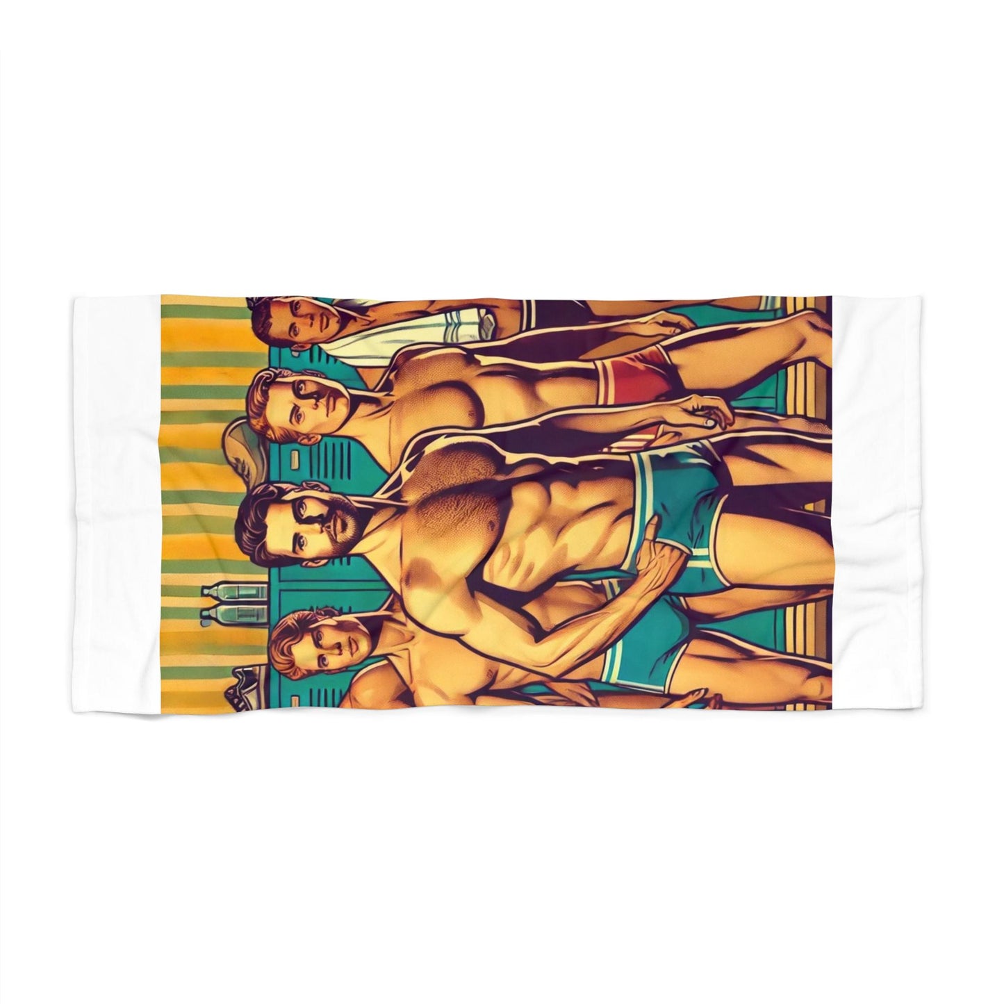 Beach Towel, Swim Team Vintage Pop Art Design, LGBT Housewarming Gift, Gay Daddy Lover, Retro Charm, Soft Pool Towel, Police Officer