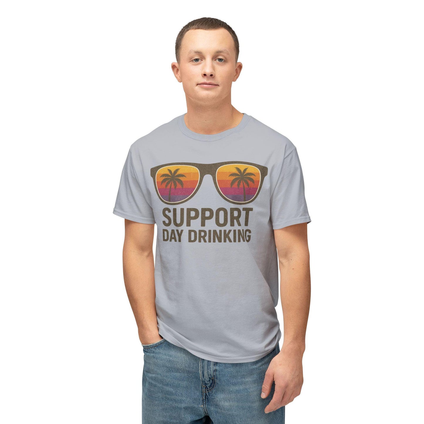 Day Drinking Support T-Shirt, Fun Summer Tee, Gift for Friends, Vacation Essential Accessory, Pool Party Shirt, Casual Beachwear, Unisex Tee