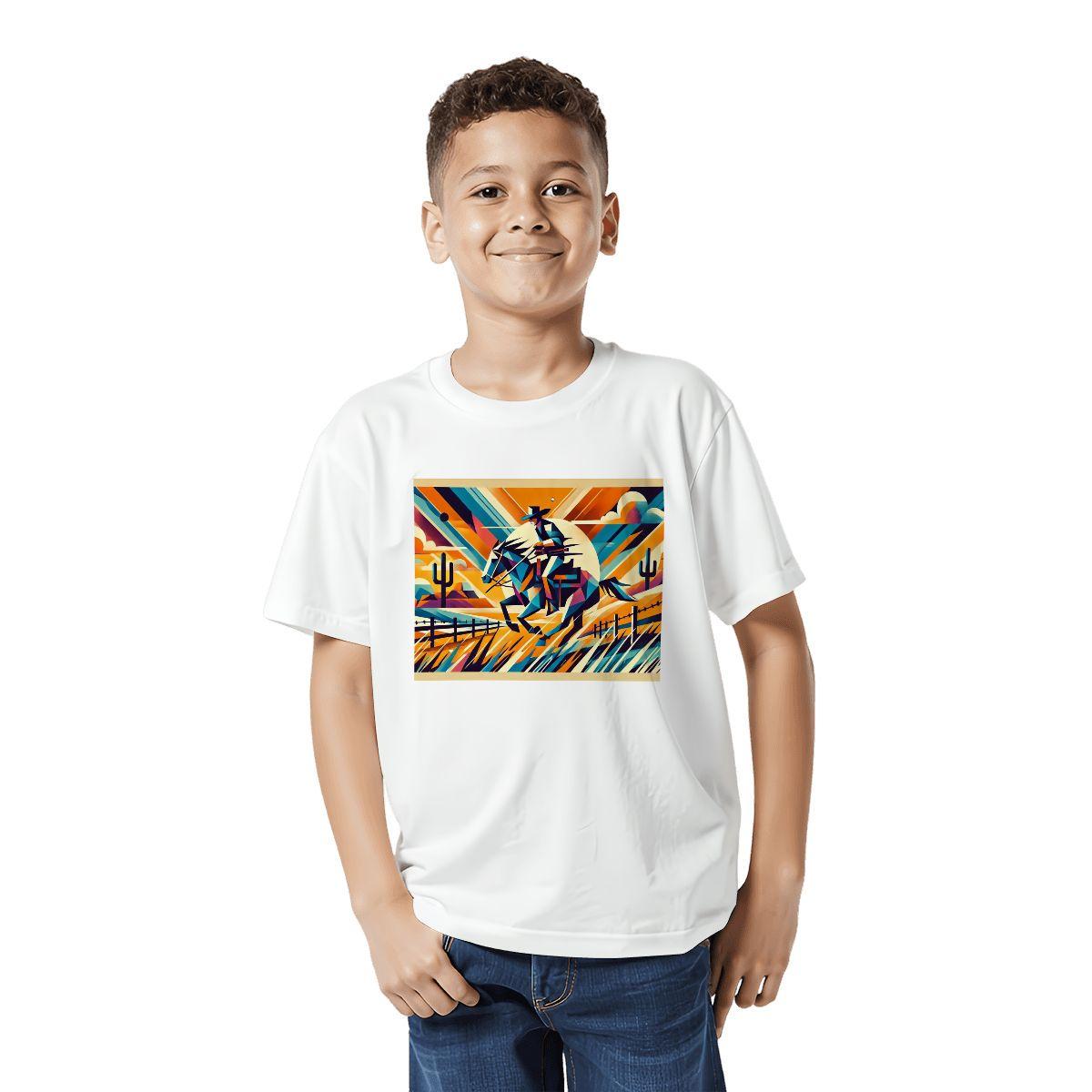 Kids Tee, Fun Cowboy Youth T-Shirt, Unique Birthday Gift, Casual Vacation Wear, Original Horse Art Tee, Kid's Fashion, Back To School