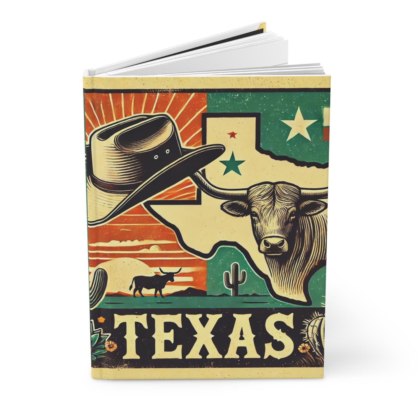 Journal Texas Hardcover, Rustic Charm Notebook, Books Lovers Gift, Retro Diary, Longhorn Journal, Literature Enthusiast