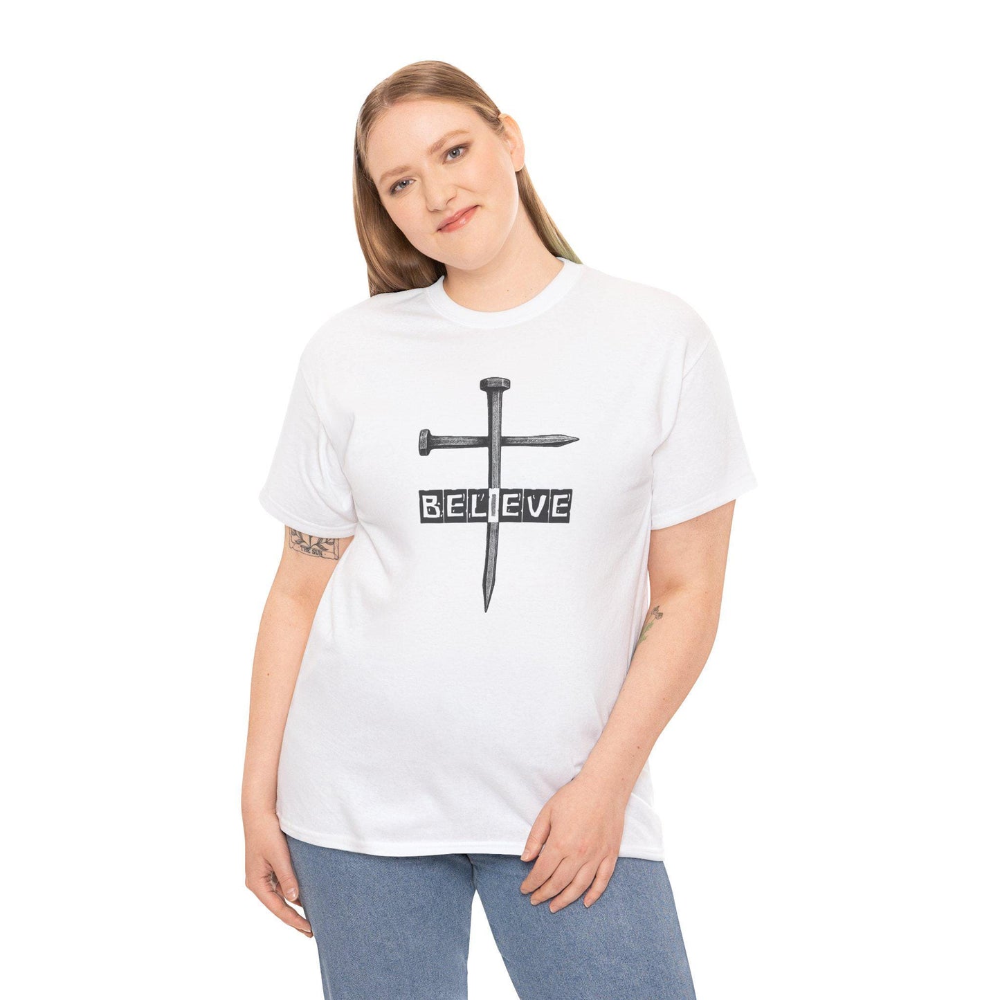Christian Inspirational Unisex Tee - I BELIEVE Design, Jesus Christ Shirt for Gift, Church Camp Casual Wear, Religious Motivational T-Shirt