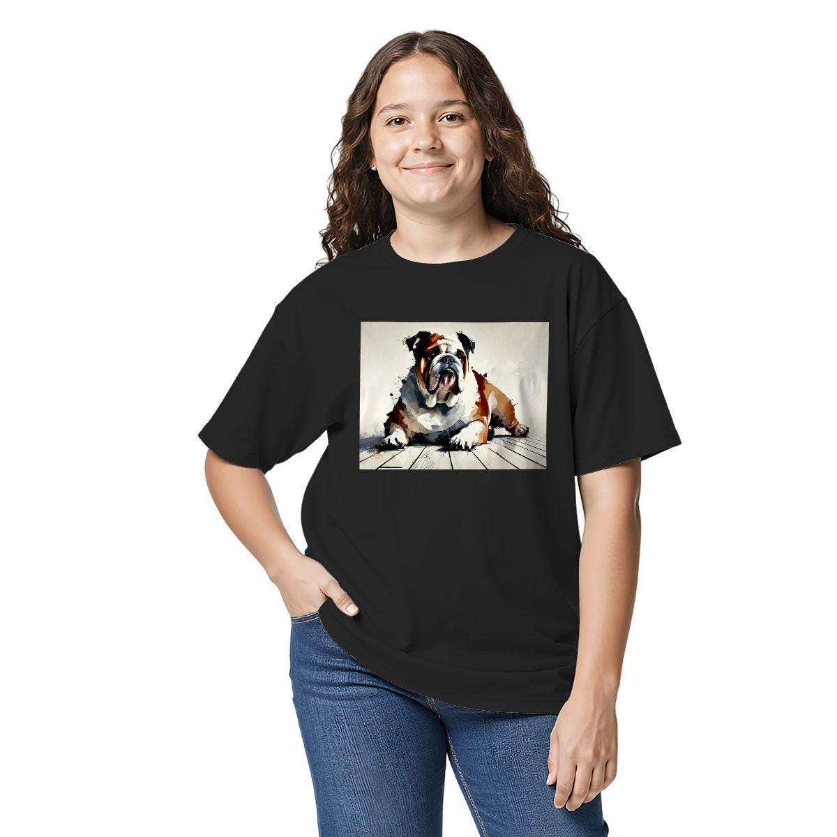 Kids Tee, Fun Youth Bulldog T-Shirt, Unique Birthday Gift, Vacation Wear, Original Art Tee, Kids Fashion, Playful Design, Back To School