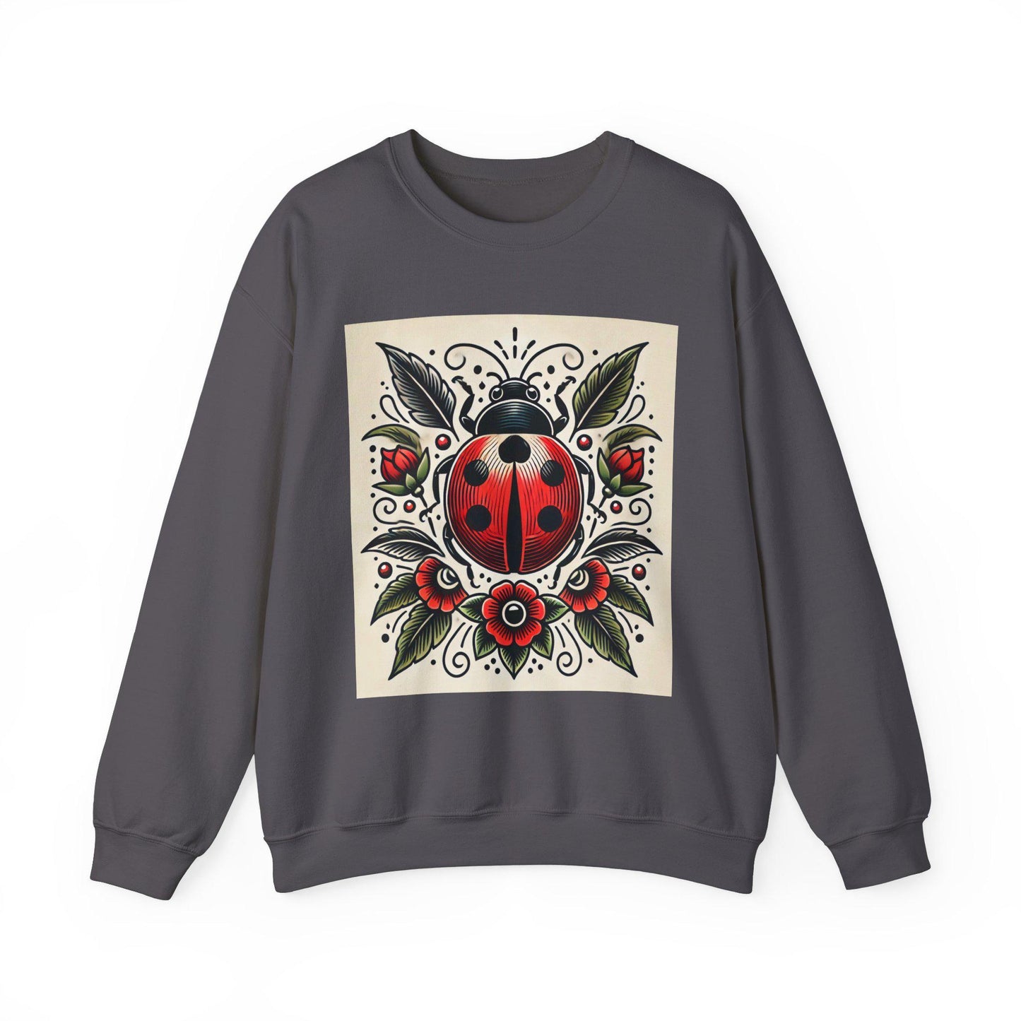 Lady Bug Sweatshirt, Vintage Tattoo Design, Unisex Crewneck Jumper, Bee Pullover, Gift for Nature Lover, Retro Style, Gardening