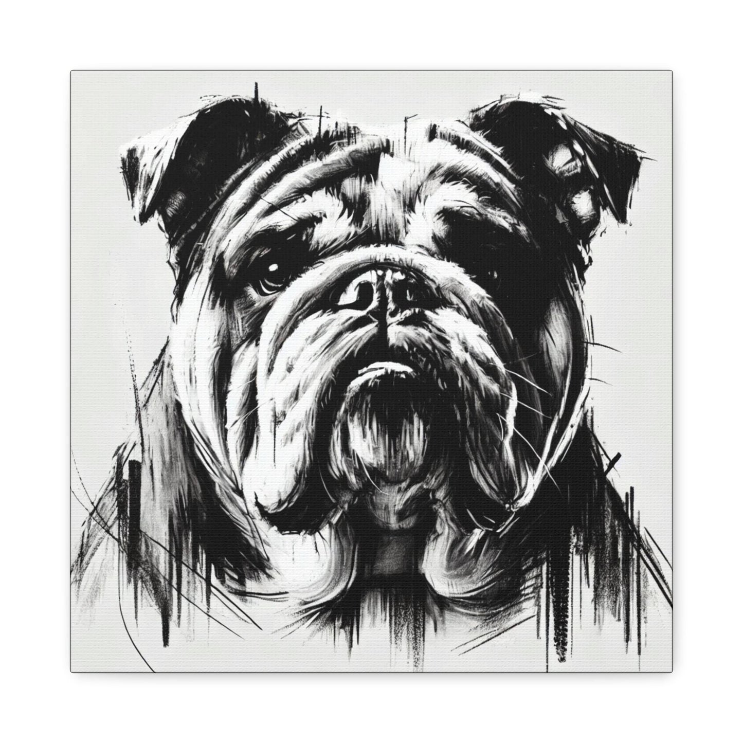 Bulldog Matte Canvas Print, Classic Charcoal Sketch Design, Dog Wall Art, Modern Queer Decor, LGBT Housewarming Gift, Gay Bulldog Dog Lover