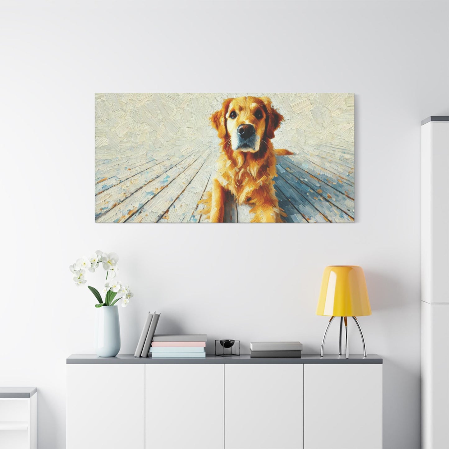Canvas Print, Modern Impressionist Golden Retriever Portrait, Housewarming Gift, Dog Lover Home Decor, Original Stretched Wall Art, 7 Sizes