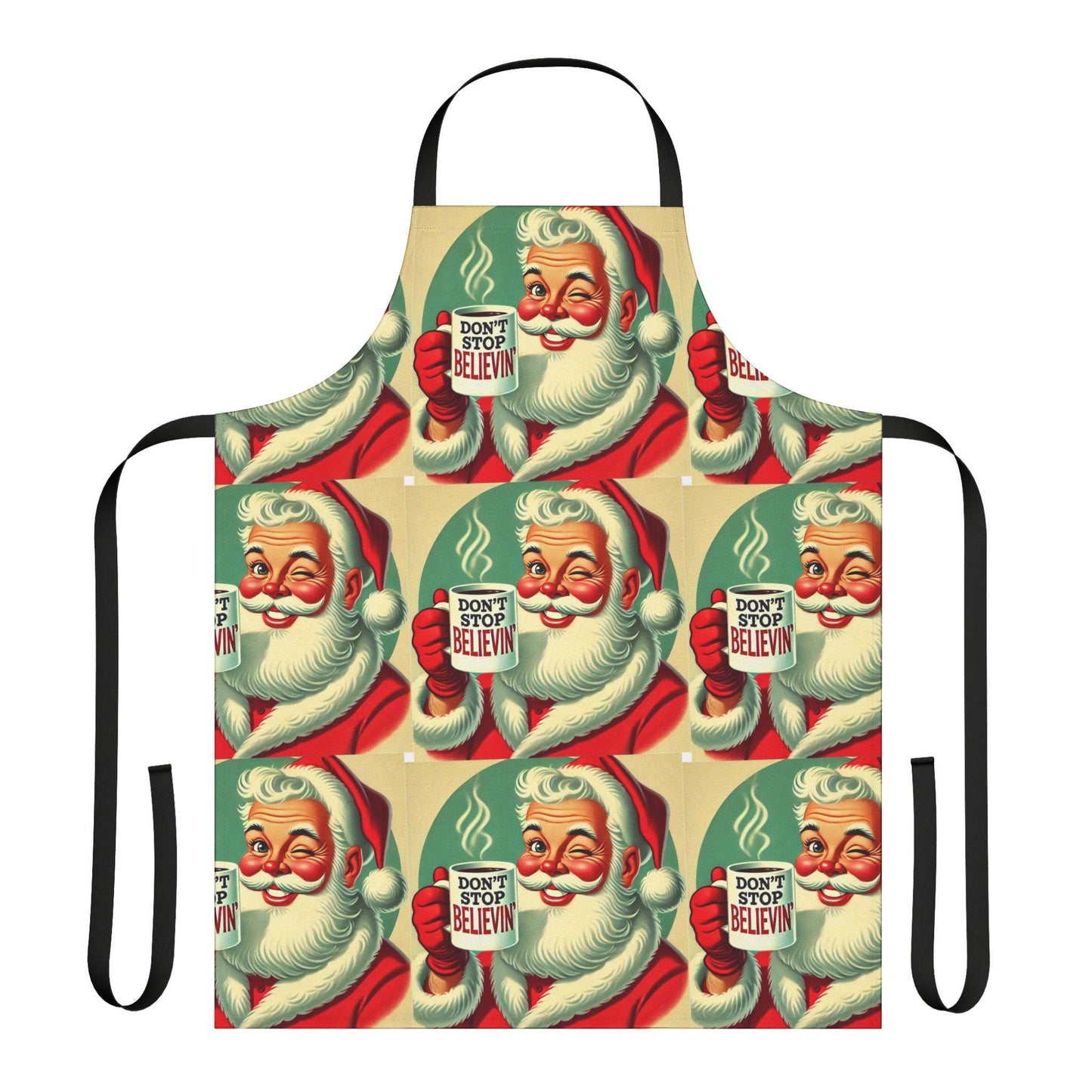 Funny Christmas Gift Apron, 5-Color Straps to Choose From, Grilling, Kiss the Cook, Santa Claus