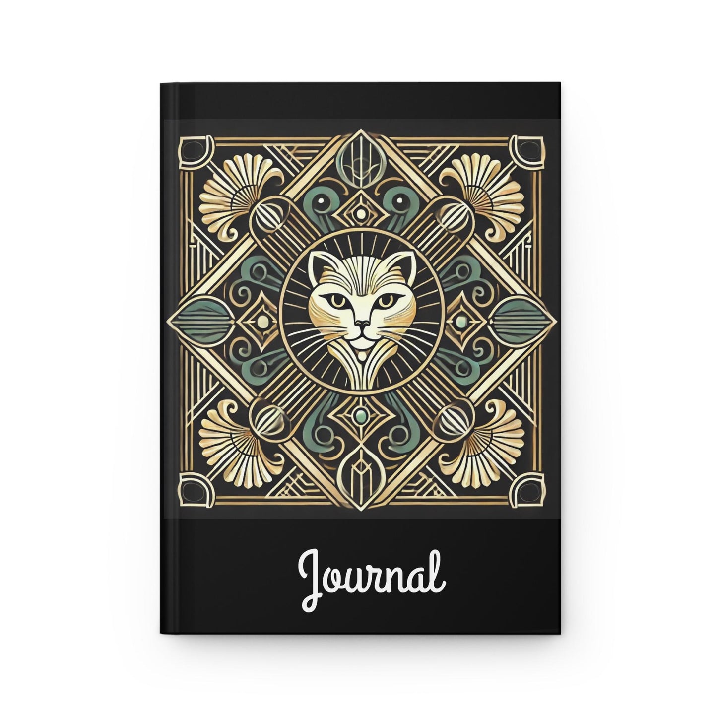Cat Journal Hardcover - Vintage Art Deco Design - Book Lovers Gift, Retro Diary, Nature Journal, Literature Notebook