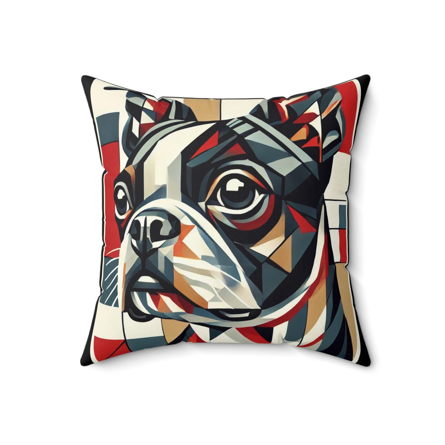 Pillow Modern Boston Terrier Cubist Design, Unique Housewarming Gift, Modern Art Charm, Soft Throw Pillow, Chic Home Decor, Dog Lover Gift