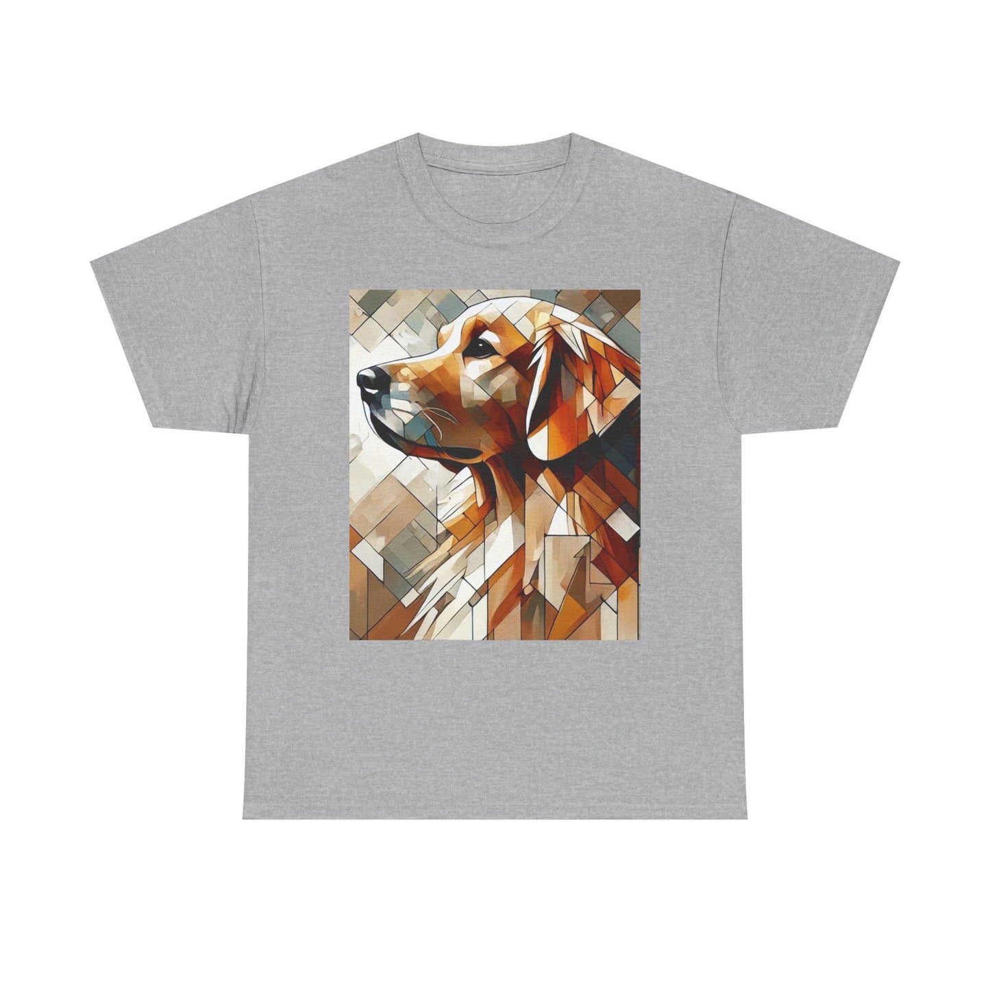 Dog Tee, Golden Retriever Cubist Design, Unisex LGBT Dog Lover Gift, Gay Graphic Top, Unisex Heavy Cotton T-shirt, 7 Colors