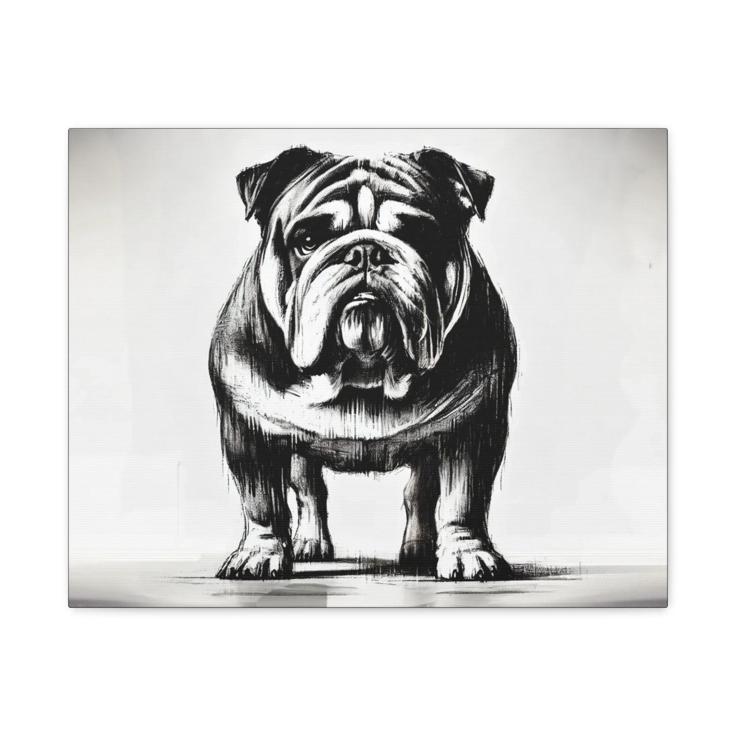 Bulldog Canvas, Original Charcoal Sketch Wall Art Home Decor, Matte Stretched Print, LGBT Housewarming Gift, Gay Bulldog Dog Lover