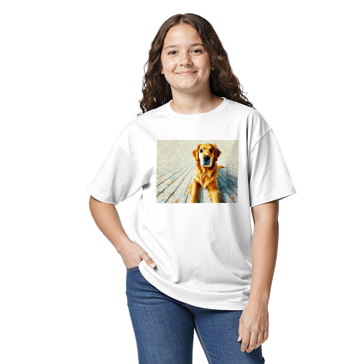 Kids Tee, Fun Golden Retriever Youth T-Shirt, Unique Birthday Gift, Casual Vacation Wear, Original Art Tee, Kid's Fashion, Back To School