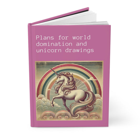 Unicorn Journal Hardcover - Funny Domination Vintage Design Turquoise Matte Journal - Humorous Notebook, Book Lovers Gift, Retro Art Diary