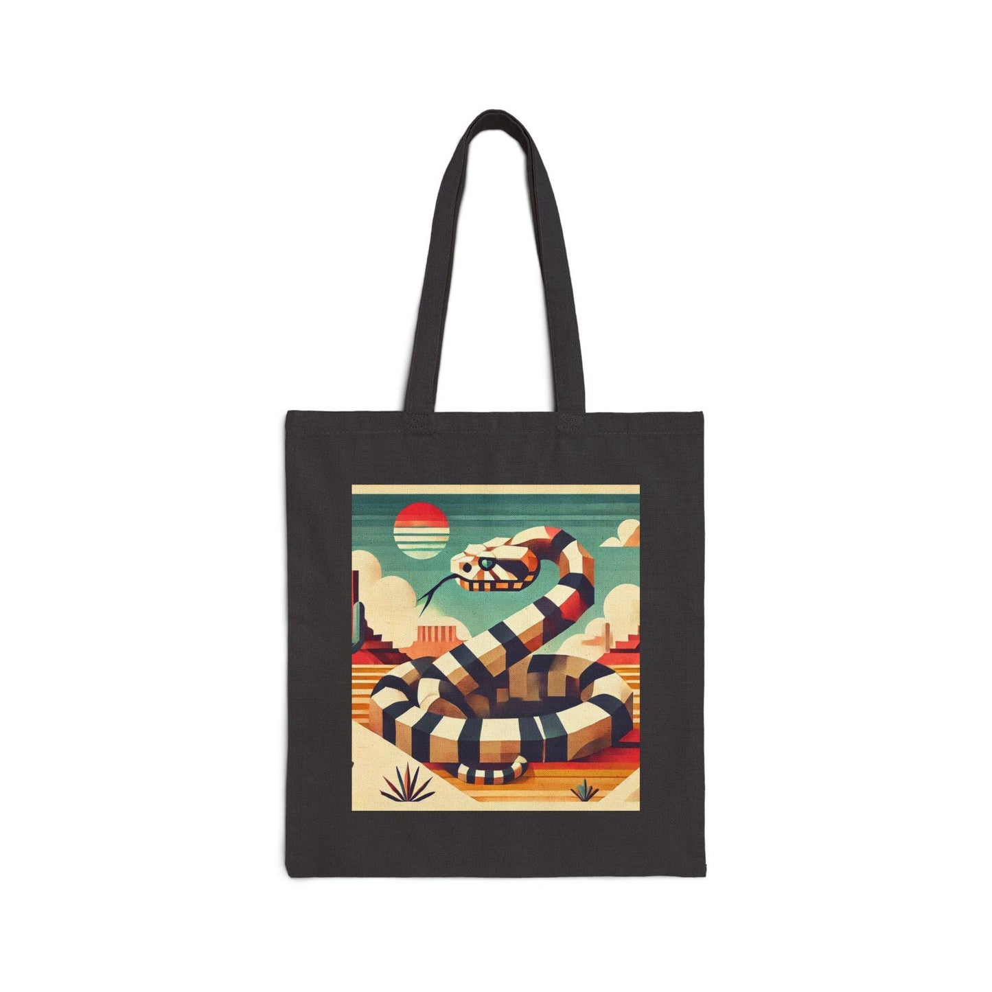Canvas Tote Bag, Modern Southwestern Rattlesnake Design, Eco-Friendly Bag, Book Lover Gift, Reusable Shopping Bag, Snake Lover