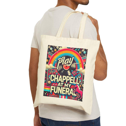 Canvas Tote Bag, Play Chappell Design, LGBT Eco-Friendly Bag, Queer Book Lover Gift, Reusable Grocery Shopping, Gay Pop Music, Pink Pony